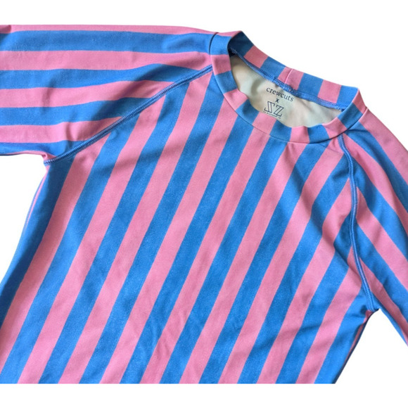 Crewcuts x SZ Blockprints Pink Blue Striped Rash Guard Girls 12 Youth J Crew - Picture 4 of 7